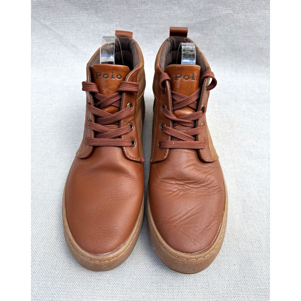 Polo Ralph Lauren Men's Brown Leather Lace-Up Chukka Ankle Boots Round Toe 7